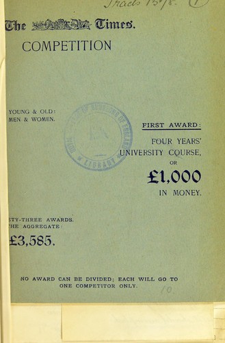 Cover for The Times competition
