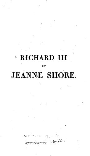 Cover for Richard III et Jeanne Shore