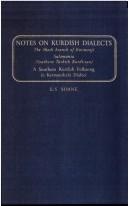 Cover for Notes on Kurdish Dialects