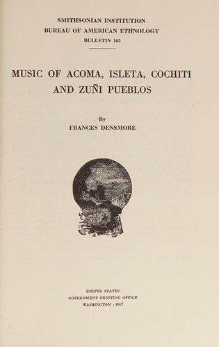 Cover for Music of Acoma, Isleta, Cochiti, and Zuñi Pueblos.