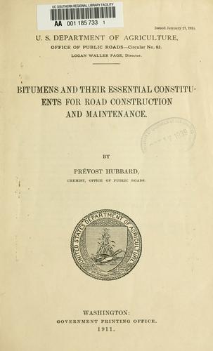 Cover for Bitumens and their essential constituents for road construction and maintenance