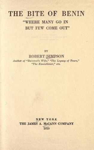 Cover for The bite of Benin "where many go in but few come out"