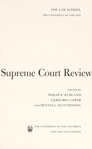 Cover for The Supreme Court Review, 1986 (Supreme Court Review)