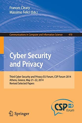 Cover for Cyber Security and Privacy