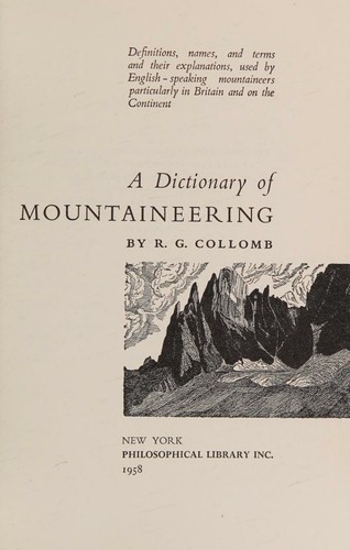 Cover for A dictionary of mountaineering