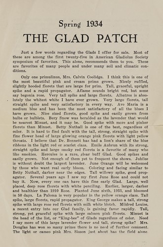 Cover for Spring 1934, the Glad Patch