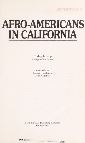 Cover for Afro-Americans in California