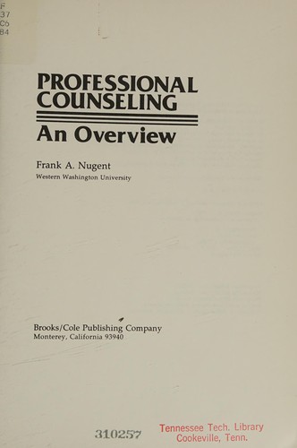 Cover for Professional counseling, an overview