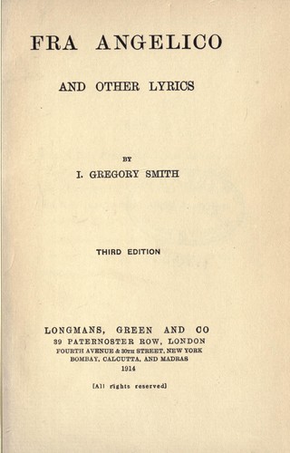 Cover for Fra Angelico, and other lyrics