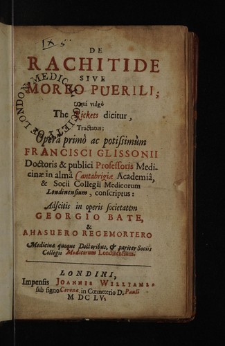 Cover for De rachitide sive morbo puerili; qui vulgo the rickets dicitur. Tractatus