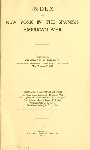 Cover for Index to New York in the Spanish-American war