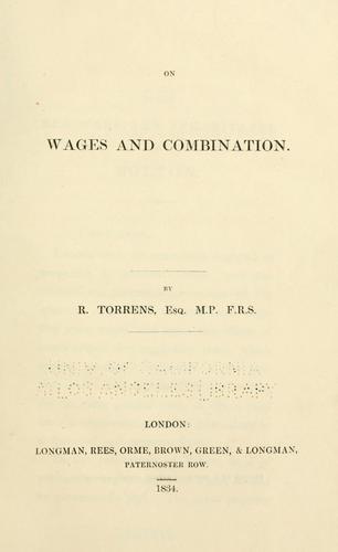Cover for On wages and combination