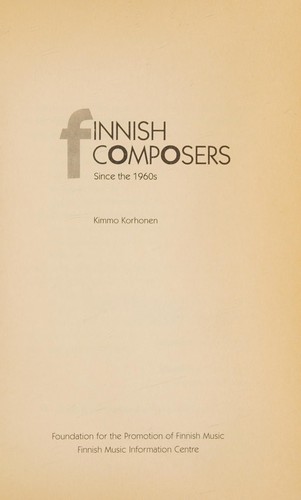 Cover for Finnish Composers Since the 1960's