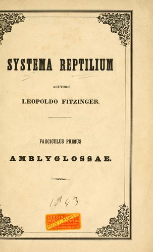 Cover for Systema reptilium.