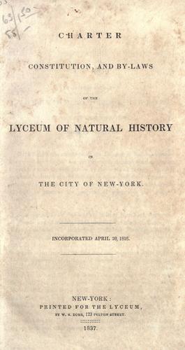 Cover for Charter, constitution, and by-laws of the Lyceum of Natural History in the City of New-York.