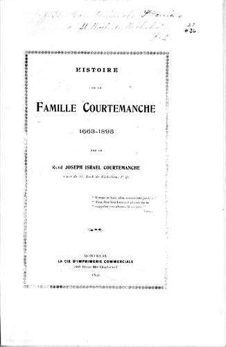 Cover for Histoire de la famille Courtemanche, 1663-1895