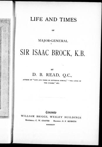Cover for Life and times of Major-General Sir Isaac Brock, K.B.
