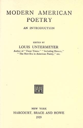 Cover for Modern American poetry
