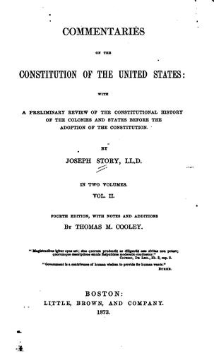 Cover for Commentaries on the Constitution of the United States: With a Preliminary ...
