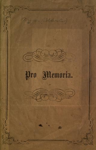 Cover for Pro memoria.
