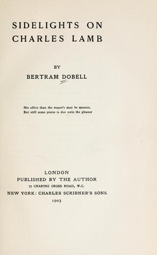 Cover for Sidelights on Charles Lamb