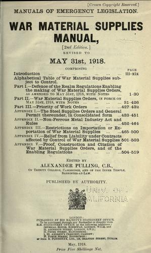 Cover for Manuals of emergency legislation.