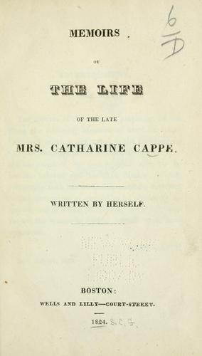 Cover for Memoirs of the life of the late Mrs. Catharine Cappe.
