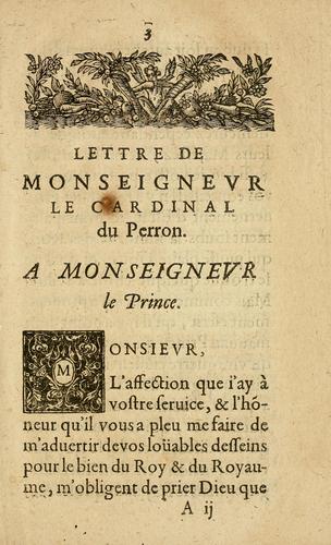 Cover for Lettre de Monseignevr le Cardinal du Perron a Monseignevr le Prince.