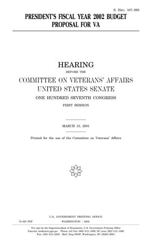 Cover for President's fiscal year 2002 budget proposal for VA