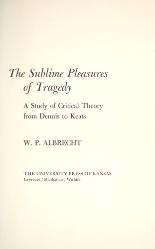 Cover for The sublime pleasures of tragedy