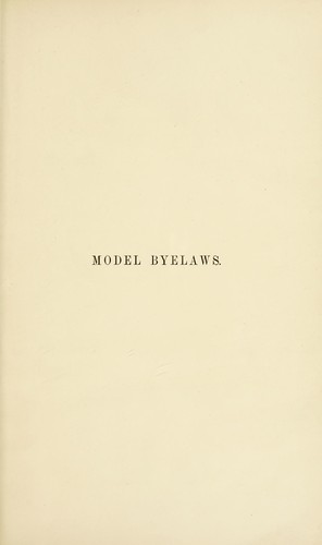 Cover for Model byelaws, rules and regulations under the public health and other acts
