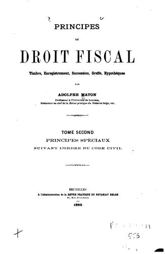 Cover for Principes de droit fiscal: timbre, enregistrement, succession, greffe ...