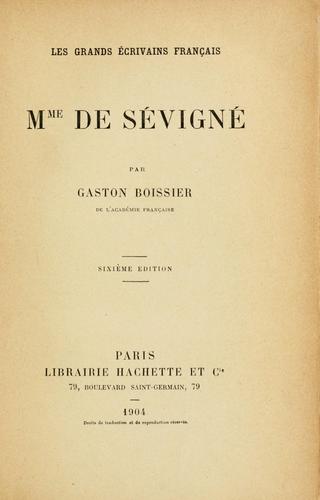 Cover for Mme de Sévigné.