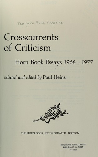 Cover for Crosscurrents of criticism