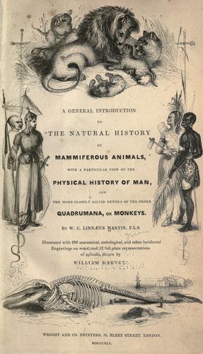 Cover for A general introduction to the natural history of mammiferous animals