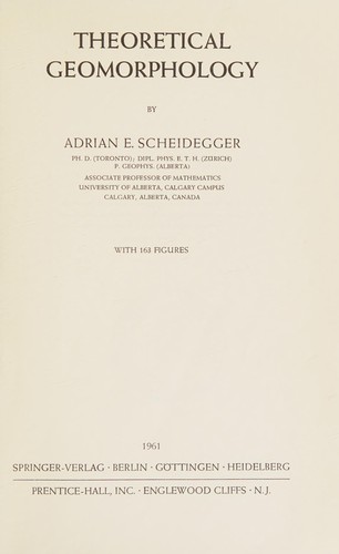 Cover for Theoretical geomorphology.