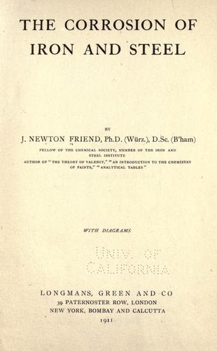 Cover for The corrosion of iron and steel