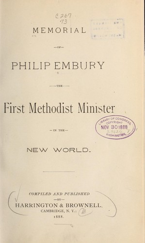 Cover for Memorial of Philip Embury