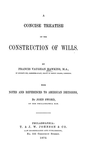 Cover for A concise treatise on the construction of wills.