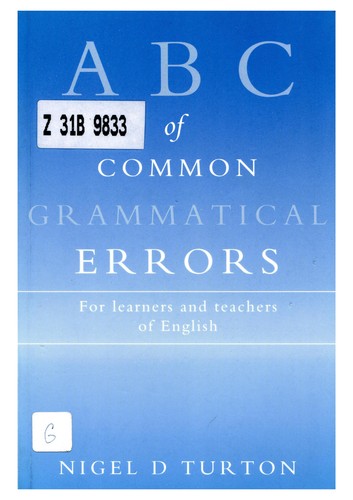 Cover for ABC of Common Grammatical Errors