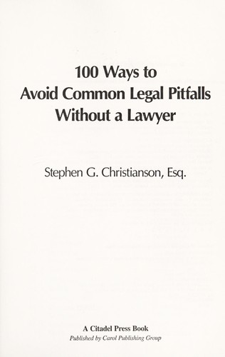 Cover for 100 ways to avoid common legal pitfalls without a lawyer