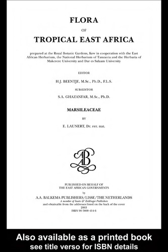 Cover for Flora of tropical East Africa - Marsileaeceae (2003) (Flora of Tropical East Africa)