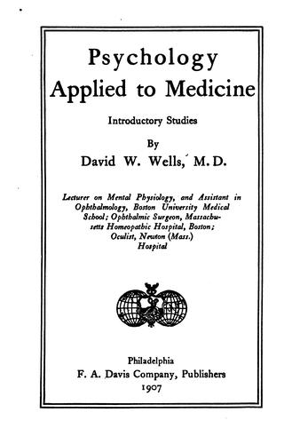 Cover for Psychology applied to medicine