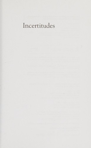 Cover for Incertitudes
