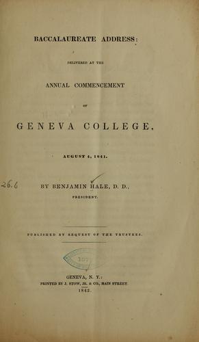 Cover for Baccalaureate address