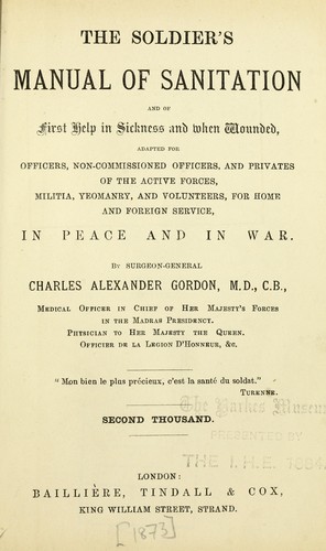 Cover for The soldier's manual of sanitation and of first help in sickness and when wounded