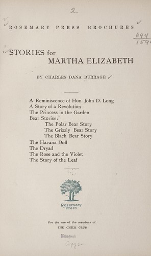 Cover for Stories for Martha Elizabeth
