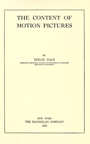 Cover for The content of motion pictures