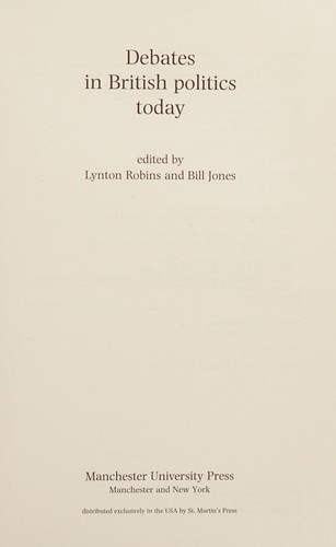 Cover for Debates in British politics today