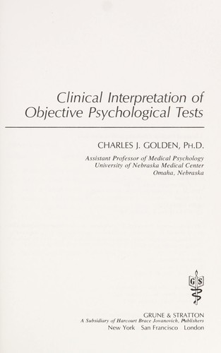 Cover for Clinical interpretation of objective psychological tests